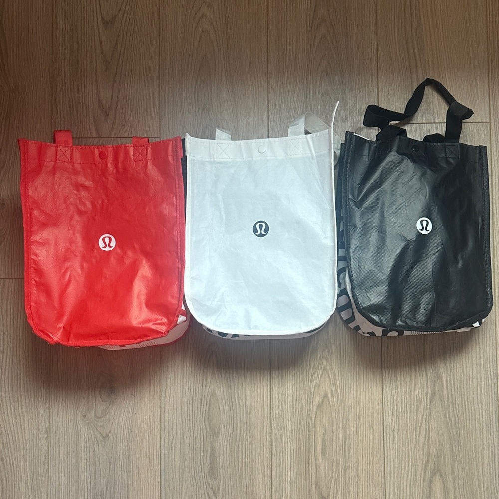 lululemon athletica Red, White, and Black Tote Bags